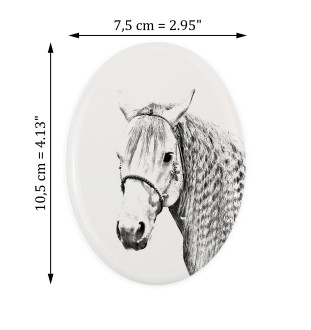 Aztekenpferd - Gedenktafel mit einem Pferdefoto, Grabplatte mit Druck, personalisierte ovale Platte von Art-Dog.