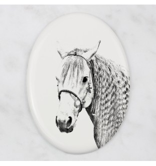 Azteca Horse - commemorative plaque with a photo of a horse, tombstone plaque with a print, personalized oval plaque by Art-Dog brand