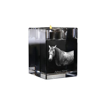 Cheval Azteca - Bougeoir avec image d'un cheval, porte bougie en cristal, cadeau personnalisé par la marque Art-Dog