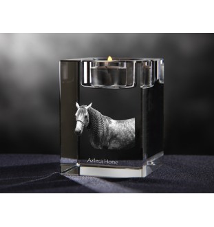 Cheval Azteca - Bougeoir avec image d'un cheval, porte bougie en cristal, cadeau personnalisé par la marque Art-Dog