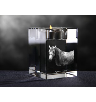 Aztekenpferd - Kerzenhalter mit Bild eines Pferdes, Teelichthalter aus Kristall, personalisiertes Geschenk der Marke Art-Dog