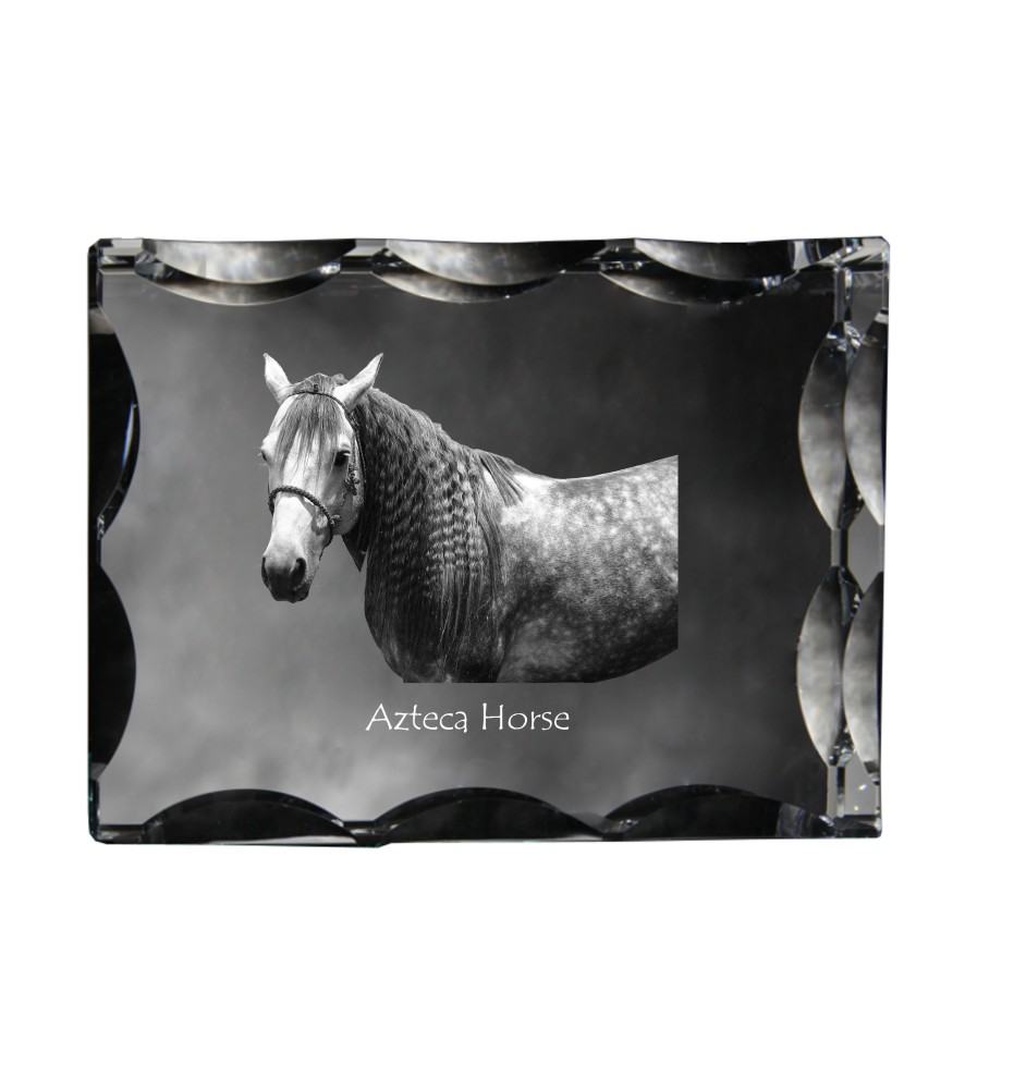 Cheval Azteca - Kristall mit einem Pferdebild, Glasstatuette mit einem Bild, einzigartiger Bilderrahmen der Marke Art-Dog