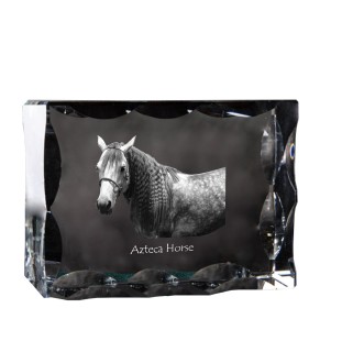 Cheval Azteca - Kristall mit einem Pferdebild, Glasstatuette mit einem Bild, einzigartiger Bilderrahmen der Marke Art-Dog