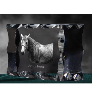 Cheval Azteca - Kristall mit einem Pferdebild, Glasstatuette mit einem Bild, einzigartiger Bilderrahmen der Marke Art-Dog