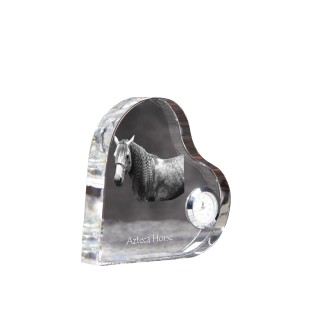 Azteca Horse - crystal clock with a picture of a horse, heart-shaped shelf clock, personalized standing clock by Art-Dog brand