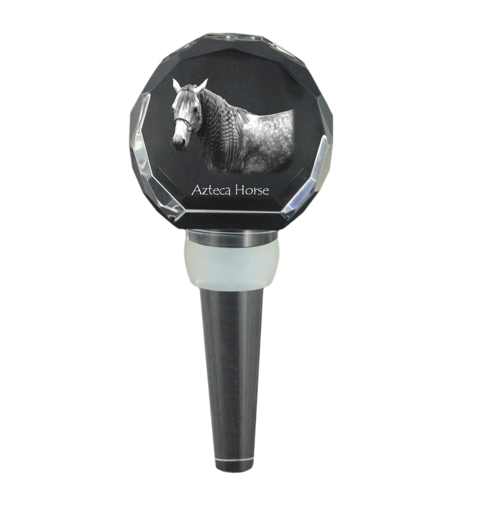 Azteca Horse - Crystal bottle stopper with horse, unique wine stopper with photo, personalised gift for sommelier by Art-Dog brand