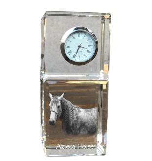 Cheval Azteca - montre en cristal avec photo, photo de cheval dans le cristal, horloge de bureau personnalisée de la marque Art-Dog