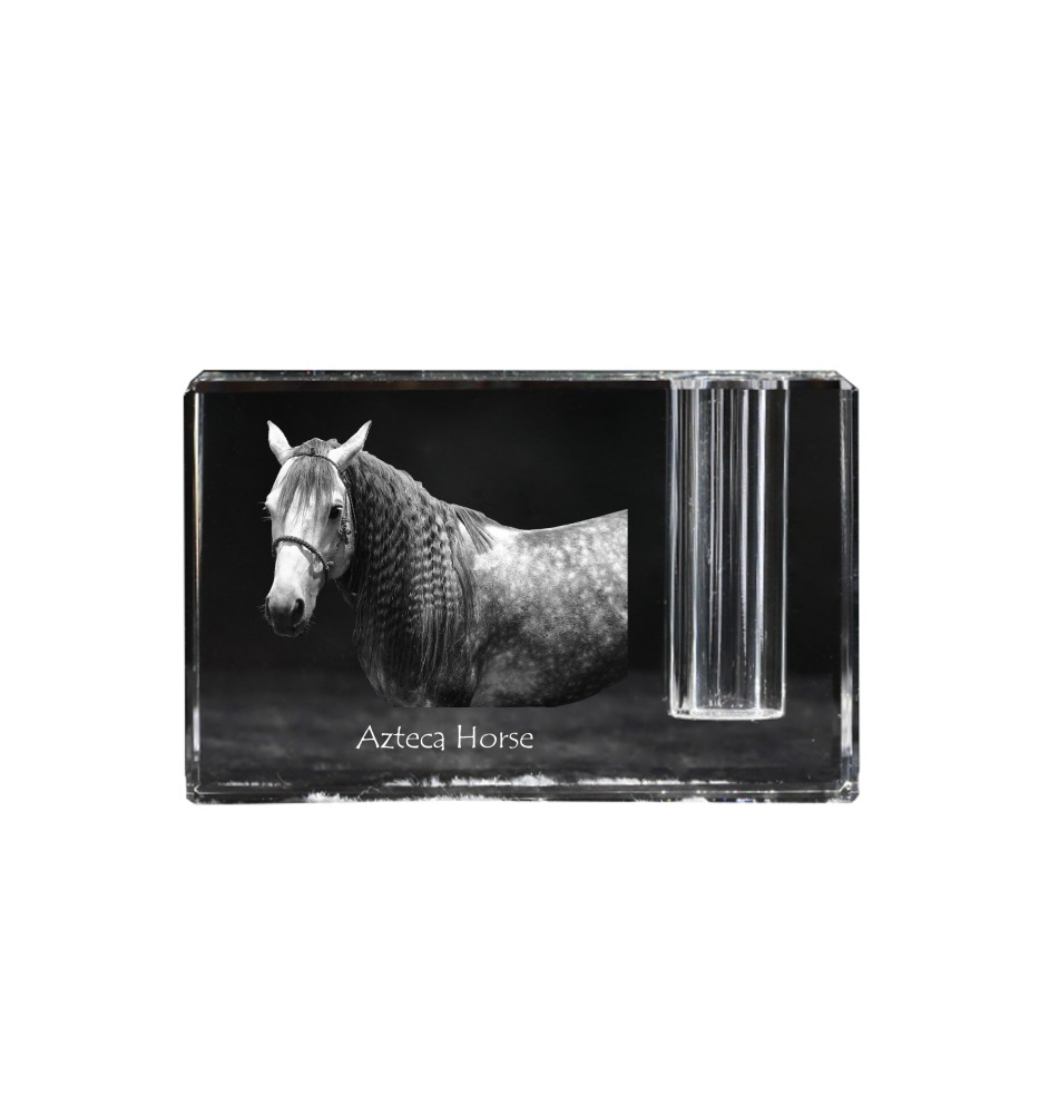 Cheval Azteca - Porte-stylos, organiseur en cristal avec image d'un cheval, décoration de bureau unique par la marque Art-Dog