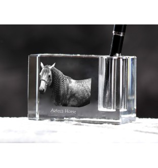 Cheval Azteca - Porte-stylos, organiseur en cristal avec image d'un cheval, décoration de bureau unique par la marque Art-Dog