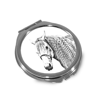 Aztekenpferd - Taschenspiegel mit Pferd, personalisierter Taschenspiegel, kompakter Spiegel mit Art-Dog-Logo