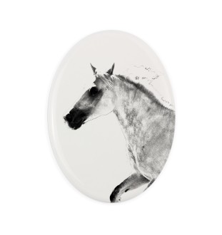 Cheval de Barbarie - une plaque commémorative avec une photo de cheval, une plaque funéraire avec une impression, une plaque ovale personnalisée de la marque Art-Dog