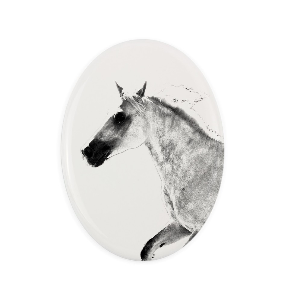 Barb-Pferd - Gedenktafel mit einem Pferdefoto, Grabplatte mit Druck, personalisierte ovale Platte von Art-Dog.