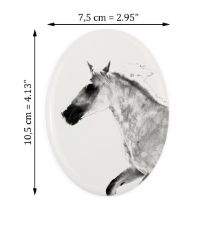 Cheval de Barbarie - une plaque commémorative avec une photo de cheval, une plaque funéraire avec une impression, une plaque ovale personnalisée de la marque Art-Dog