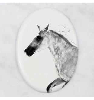 Cheval de Barbarie - une plaque commémorative avec une photo de cheval, une plaque funéraire avec une impression, une plaque ovale personnalisée de la marque Art-Dog