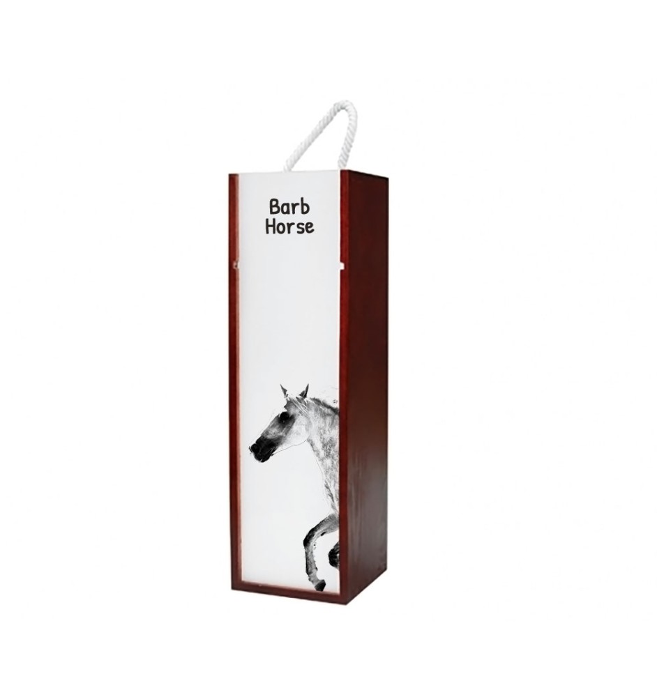 Cheval de Barbarie - boîte à vin avec un cheval, boîte à alcool avec une illustration, boîte cadeau personnalisée de la marque Art-Dog