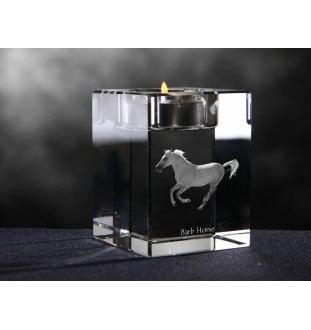 Barb Horse - Candle holder with picture of a horse, crystal tealight holder, personalised gift by Art-Dog brand