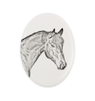 Cheval bai - une plaque commémorative avec une photo de cheval, une plaque funéraire avec une impression, une plaque ovale personnalisée de la marque Art-Dog