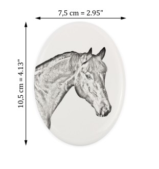 Braunes Pferd - Gedenktafel mit einem Pferdefoto, Grabplatte mit Druck, personalisierte ovale Platte von Art-Dog.