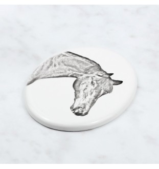 Braunes Pferd - Gedenktafel mit einem Pferdefoto, Grabplatte mit Druck, personalisierte ovale Platte von Art-Dog.