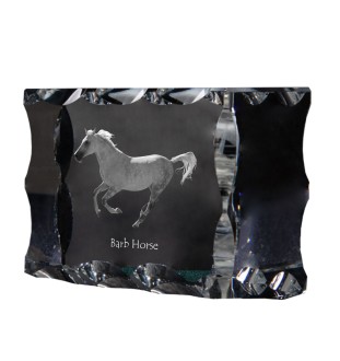 Cheval de Barbarie - Kristall mit einem Pferdebild, Glasstatuette mit einem Bild, einzigartiger Bilderrahmen der Marke Art-Dog