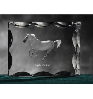 Cheval de Barbarie - Kristall mit einem Pferdebild, Glasstatuette mit einem Bild, einzigartiger Bilderrahmen der Marke Art-Dog