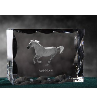 Barb-Pferd - crystal with a picture of a horse, glass statuette with a picture, unique frame with a picture from Art-Dog brand