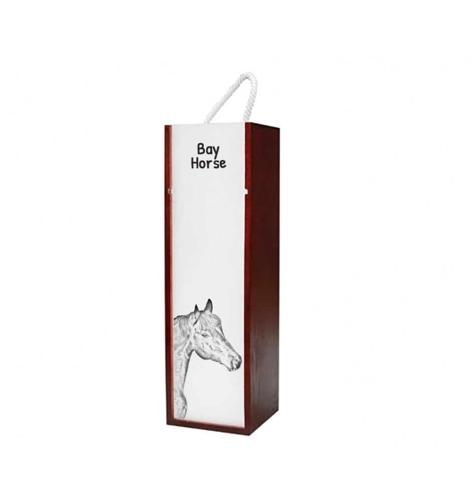 Bay Horse - wine box with a horse, alcohol box with graphics, personalized gift box from the Art-Dog brand