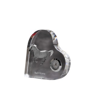 Barb-Pferd - Kristalluhr mit einem Pferdebild, Herzregal-Uhr, personalisierte Standuhr der Marke Art-Dog