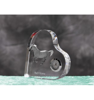 Barb-Pferd - Kristalluhr mit einem Pferdebild, Herzregal-Uhr, personalisierte Standuhr der Marke Art-Dog