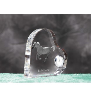 Barb Horse - crystal clock with a picture of a horse, heart-shaped shelf clock, personalized standing clock by Art-Dog brand