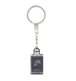Bay Horse - Crystal pendant with photo of a horse, illuminated pendant, unique gift by Art-Dog brand