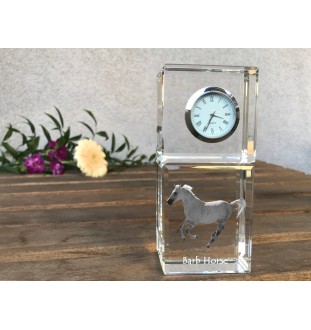 Cheval de Barbarie - montre en cristal avec photo, photo de cheval dans le cristal, horloge de bureau personnalisée de la marque Art-Dog