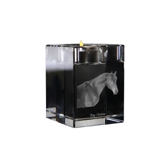 Cheval bai - Bougeoir avec image d'un cheval, porte bougie en cristal, cadeau personnalisé par la marque Art-Dog