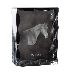 Cheval bai - Kristall mit einem Pferdebild, Glasstatuette mit einem Bild, einzigartiger Bilderrahmen der Marke Art-Dog