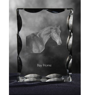 Braunes Pferd - crystal with a picture of a horse, glass statuette with a picture, unique frame with a picture from Art-Dog brand
