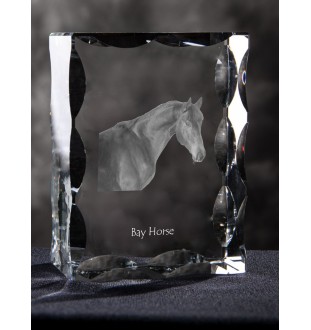 Cheval bai - Kristall mit einem Pferdebild, Glasstatuette mit einem Bild, einzigartiger Bilderrahmen der Marke Art-Dog