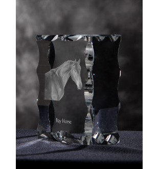 Braunes Pferd - crystal with a picture of a horse, glass statuette with a picture, unique frame with a picture from Art-Dog brand