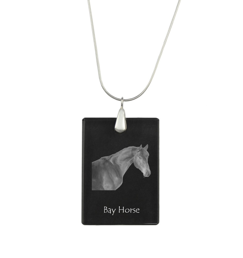 Braunes Pferd - Crystal pendant with horse, silver necklace with photo, personalised pendant by Art-Dog brand
