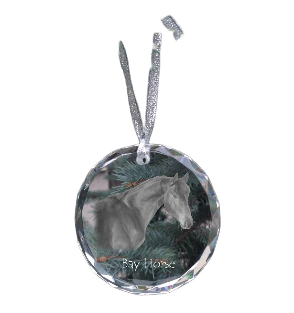 Bay Horse - crystal bauble with a photo, horse photo in crystal, personalized Christmas tree ornament by Art-Dog brand