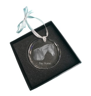 Cheval bai - boule de Noël en cristal avec une photo, photo de cheval dans le cristal, décoration personnalisée pour sapin de Noël de la marque Art-Dog