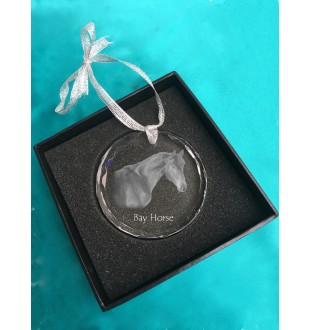 Bay Horse - crystal bauble with a photo, horse photo in crystal, personalized Christmas tree ornament by Art-Dog brand