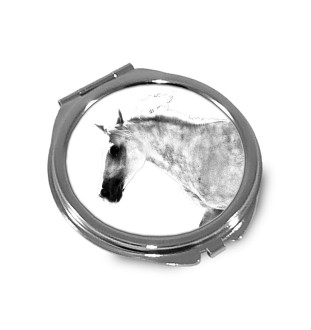 Barb Horse - pocket mirror with a horse, personalized mirror for a purse, compact mirror with Art-Dog brand print