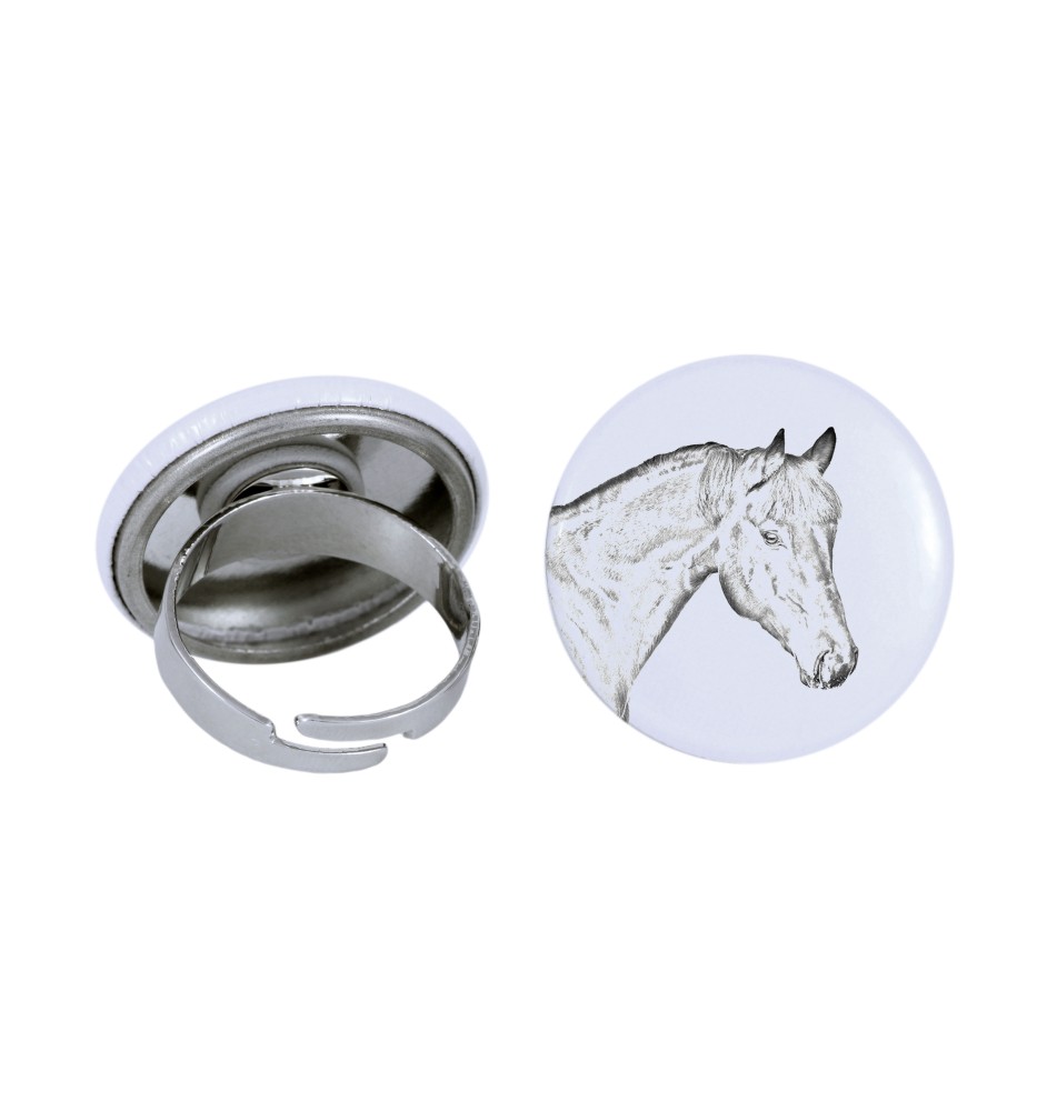 Cheval bai - Bague de collection avec l'image d'un cheval, produit fait à la main, marque Art-Dog