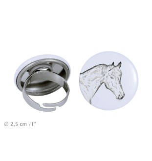 Cheval bai - Bague de collection avec l'image d'un cheval, produit fait à la main, marque Art-Dog