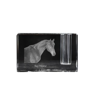 Cheval bai - Porte-stylos, organiseur en cristal avec image d'un cheval, décoration de bureau unique par la marque Art-Dog