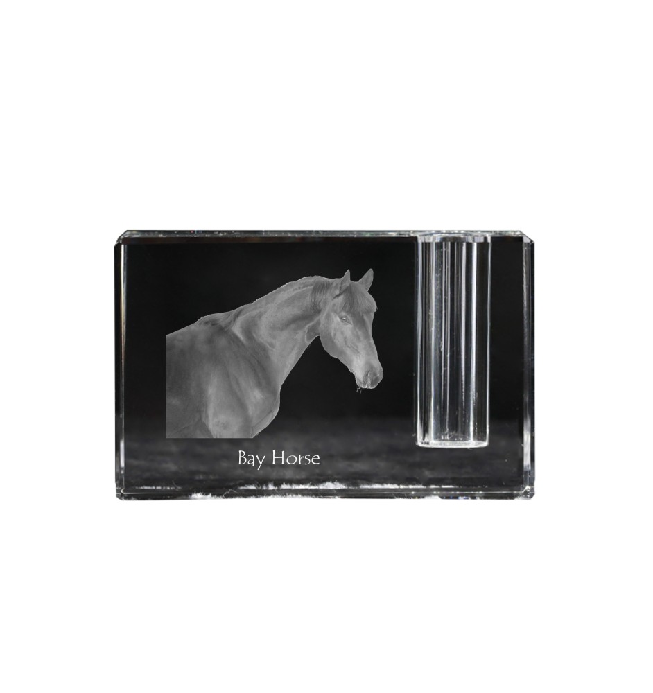 Bay Horse - Pen stand, crystal organiser with picture of a horse, unique desk decoration by Art-Dog brand