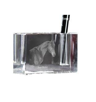 Bay Horse - Pen stand, crystal organiser with picture of a horse, unique desk decoration by Art-Dog brand