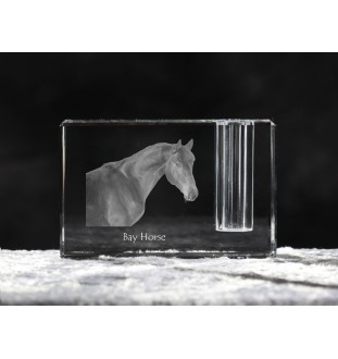 Cheval bai - Porte-stylos, organiseur en cristal avec image d'un cheval, décoration de bureau unique par la marque Art-Dog