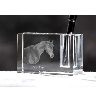 Cheval bai - Porte-stylos, organiseur en cristal avec image d'un cheval, décoration de bureau unique par la marque Art-Dog