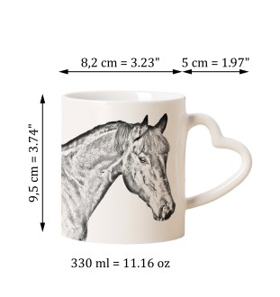 Braunes Pferd - Tasse mit Hund, entzückende Tasse mit herzförmigem Henkel, universelles Geschenk der Marke Art-Dog